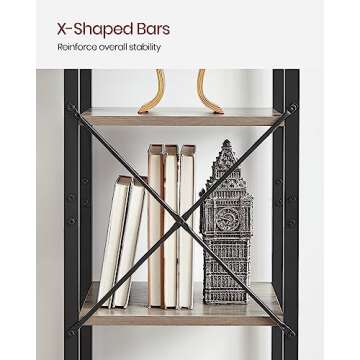 VASAGLE 5-Tier Tall Bookshelf, Narrow Bookcase with Steel Frame, Skinny Book Shelf for Living Room, Home Office, Study, 11.8 x 15.6 x 60.6 Inches, Industrial Style, Greige and Black ULLS100B02