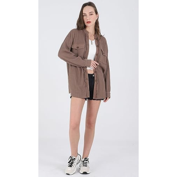 Chouyatou Women's Oversized Waffle Knit Shacket for All Seasons