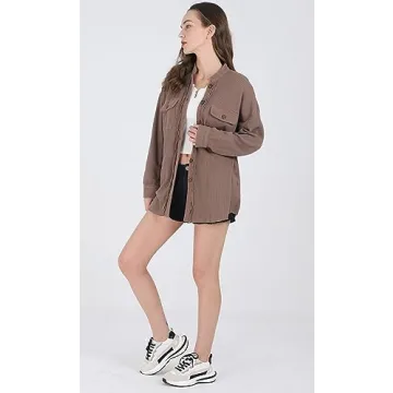 Chouyatou Women's Oversized Waffle Knit Shacket for All Seasons