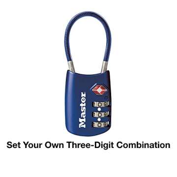 Master Lock Blue Set Your Own Combination TSA Approved Luggage Lock, Travel Zipper Padlock is Perfect for Suitcases, Bags, or Backpacks, 4688D