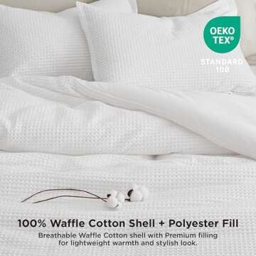 Bedsure Waffle Comforter Set Queen - Soft Cotton Bedding