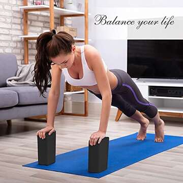 ARLTB 2 Pack Yoga Blocks 9"x 6"x 4" EVA Foam Blocks with Strap, High Density Block for Support and Deepening Poses