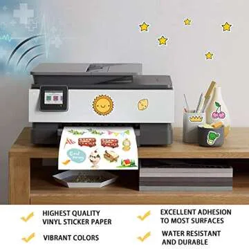 Weliu Printable Vinyl Sticker Paper for Inkjet Printer - Glossy White - 21 Waterproof Decal Paper Self-Adhesive Sheets 8.5"x11"- Dries Quickly and Holds Ink Beautifully