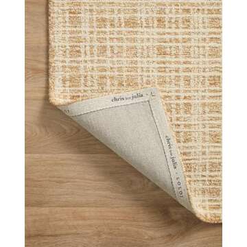 Loloi Chris Loves Julia Polly 7'-9" x 9'-9" Area Rug in Straw/Ivory - Large Neutral Area Rug, Unique Patterned Rug for Living Room, Bedroom, Dining Area, Home Office