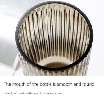 Amber Thickened Glass Ribbed Flower Vase for Home Decor