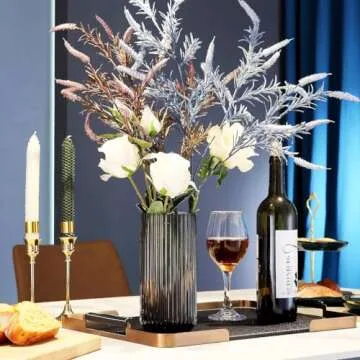Amber Thickened Glass Ribbed Flower Vase for Home Decor