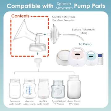 Maymom Pump Part Compatible with Spectra S1,S2 Spectra 9 Plus Breastpump; Incl Wide Mouth Flange (One flange-22mm. Flange) Not Original Spectra Flange; Not Spectra Baby USA Parts