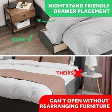 DG Casa Savoy Tufted Upholstered Wingback Panel Storage Bed, Queen in Grey Fabric