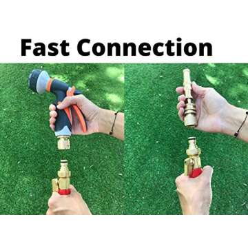 Garden Hose Quick Connect Garden Hose Fittings [2 Pack] Solid Brass Water Hose Quick Connect Fittings Quick Connector | Water Hose Connectors 3/4 inch GHT | Hose Couplers Quick Disconnect