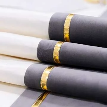 Avigers 12 x 59 Inch Decorative Luxury Grey White Gold Leather Striped Patchwork Velvet Table Runners with Tassels for Home Living Room Bedroom Art Decor Wedding