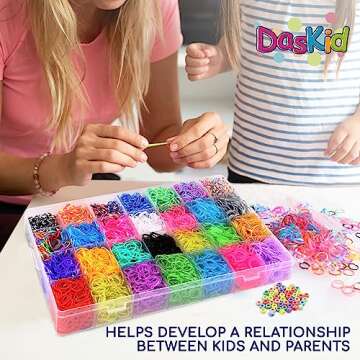DasKid 12100+ Rubber Bands Refill Loom Set 11,000+ Loom Bands 42 Colors 600 Clips 200 Beads + 52 ABC...