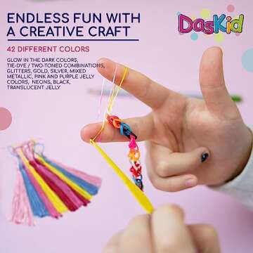 DasKid 12100+ Rubber Bands Refill Loom Set 11,000+ Loom Bands 42 Colors 600 Clips 200 Beads + 52 ABC Beads 30 Charms 10 Backpack Hooks 10 Tassels 5 Crochet Hooks 5 Hair Clips +ABC & Number Stickers