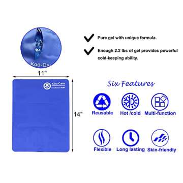 Koo-Care Large Flexible Gel Ice Pack & Wrap with Straps for Hot Cold Therapy - Pain Relief for Shoul...