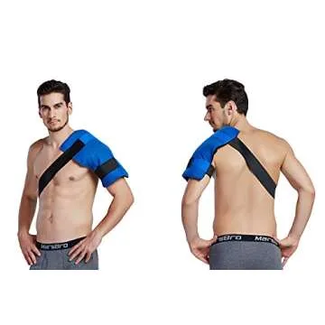 Koo-Care Large Flexible Gel Ice Pack & Wrap with Straps for Hot Cold Therapy - Pain Relief for Shoulder Rotator Cuff, Back, Hip, Knee Replacement Surgery, Shin Splint Injuries Reusable - 11" x 14"