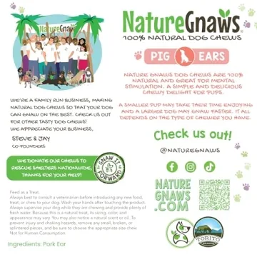 Nature Gnaws Pig Ears - Natural Dog Chews for Aggressive Chewers
