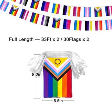 LoveVC 2 Packs Progress Rainbow Gay Pride Flag Banner String LGBTQ Inclusive Bunting Flags,66 Feet 6...