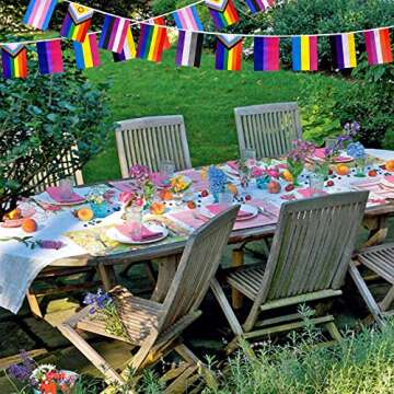 LoveVC 2 Packs Progress Rainbow Gay Pride Flag Banner String LGBTQ Inclusive Bunting Flags,66 Feet 60 Flags