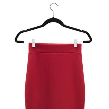 Zober Velvet Hangers with Clips - Pack of 20 Metal Clip Hangers for Pants - Notched Black Velvet Skirt Hangers for Pants, Skirts, Suits, Dresses & Shirts w/ 360 Degree Hook - Non Slip Felt Hangers