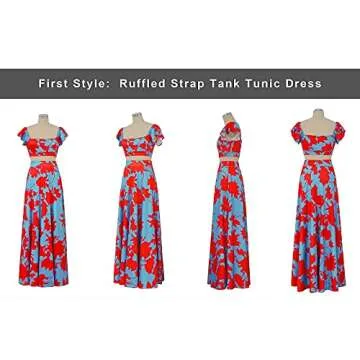 Vakkest Women 2PCS Beach Suits Wrapped Crop Top + Skirt Set Party Club Maxi Dress Blue