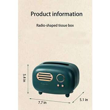 Qianmozz Facial Tissue Box Cover Holders ，Cute Retro Radio StyleKleenex Box Holder for Bathroom, Bedroom or Office (Green) (56)