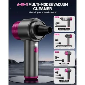 EYYA Handheld Car Vacuum Cleaner Cordless, 15000PA High Power Car Vacuum Cleaner & Air Duster, 4-in-1 Portable Mini Car Vacuum Cleaner with LED Light, Hand Held Vacuum Cleaner for Car Home Office