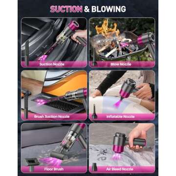 EYYA Handheld Car Vacuum Cleaner Cordless, 15000PA High Power Car Vacuum Cleaner & Air Duster, 4-in-1 Portable Mini Car Vacuum Cleaner with LED Light, Hand Held Vacuum Cleaner for Car Home Office