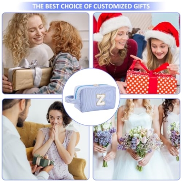 Huifen Personalized Initial Makeup Bag for Women - Customizable