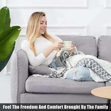 Quinnsus Knit Soft Lightweight Decorative Bed Throw Blankets, Jacquard Textured Boho Summer Throw Blanket with Tassels for Bed, Sofa and Living Room (Grey, 50 x 60 inches)