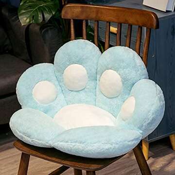 Assletes Cat Paw Cushion- Kawaii Cozy Cute Seat Cushion,Cat Paw Shape Lazy Sofa Office Chair Cushion,Office Cozy Warm Seat Pillow,Plush Sofa Cushion Home Decoration,Blue,1 Count (Pack of 1)