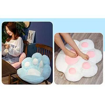 Assletes Cat Paw Cushion- Kawaii Cozy Cute Seat Cushion,Cat Paw Shape Lazy Sofa Office Chair Cushion,Office Cozy Warm Seat Pillow,Plush Sofa Cushion Home Decoration,Blue,1 Count (Pack of 1)