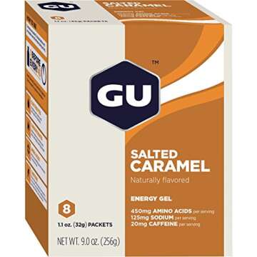 GU Energy Original Sports Nutrition Energy Gel, Salted Caramel - 8-Count