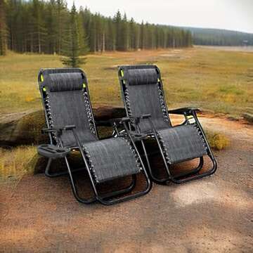 Flamaker Patio Zero Gravity Chair Outdoor Folding Lounge Chair Recliners Adjustable Lawn Lounge Chair with Pillow for Poolside, Yard and Camping (Grey)