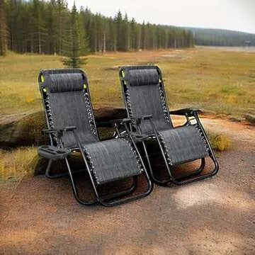 Flamaker Patio Zero Gravity Chair Outdoor Folding Lounge Chair Recliners Adjustable Lawn Lounge Chair with Pillow for Poolside, Yard and Camping (Grey)