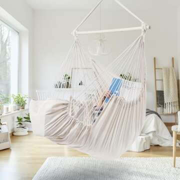 Jelofly Hammock Chair Large Hanging Chair with Foot Rest Support & Pocket Max 500Lbs