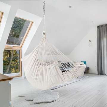 Jelofly Hammock Chair Large Hanging Chair with Foot Rest Support & Pocket Max 500Lbs