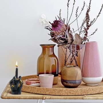 6sisc Small Middle Finger Scented Candle Black with Gold Foil Danish Pastel Room Aesthetic Decor Pine Aromatherapy Candles Natural Soy Wax Hand Gesture Fragrance Candle for Home Bedroom Decorations