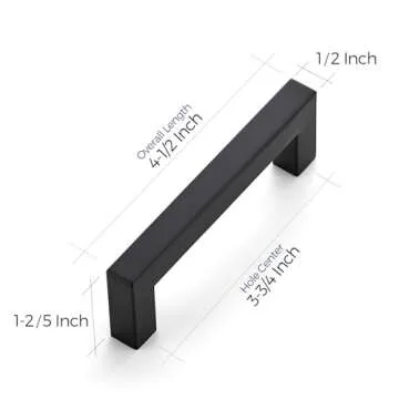 Ravinte 15 Pack 3-3/4 Inch Kitchen Square Cabinet Handles Matte Black Cabinet Pulls Black Drawer Pulls Kitchen Cabinet Hardware Kitchen Handles