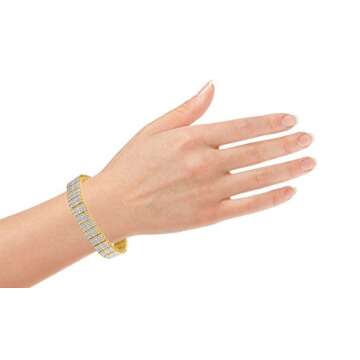 DiamondMuse 1.00 Carat Diamond Flashed Gold Bracelets for Women (J, I3)