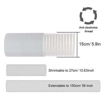 Kxuhivc Portable Air Conditioner Window Vent Kit, Adjustable Window Seal with 5.9 Inch Diameter, 59 Inch Length Exhaust Hose for A/C Unit Universal for Sliding Horizontal or Vertical Window