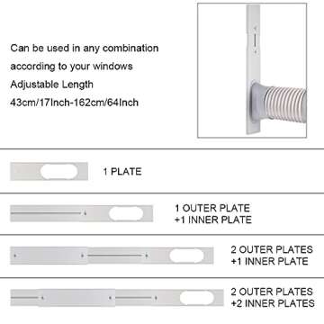 Kxuhivc Portable Air Conditioner Window Vent Kit, Adjustable Window Seal with 5.9 Inch Diameter, 59 Inch Length Exhaust Hose for A/C Unit Universal for Sliding Horizontal or Vertical Window