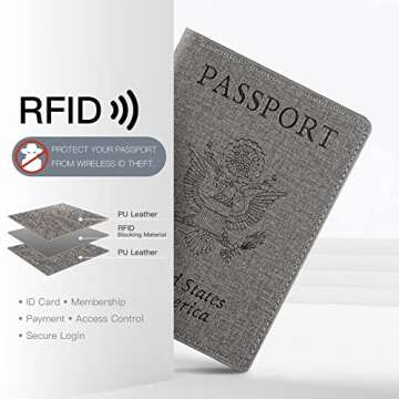 Vaccine Card Holder,Passport Cover (Gray)