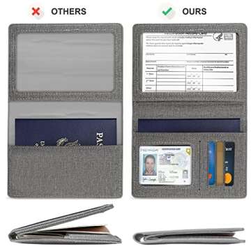 Vaccine Card Holder,Passport Cover (Gray)