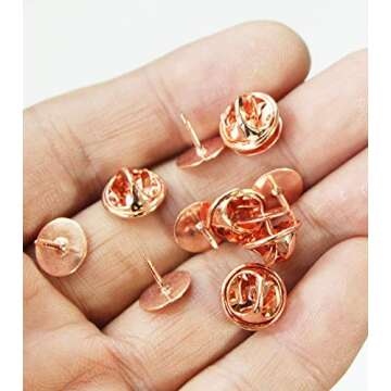 ALL in ONE Butterfly Clutch Tie Tacks Pin Backs with Blank Pins for DIY Craft (Rose Gold 100 Pairs)