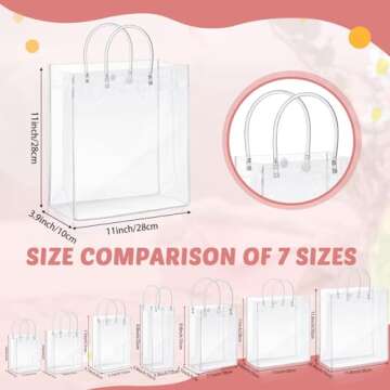 LEIFIDE 50 Pcs Clear Plastic Gift Bags with Handles PVC Reusable Transparent Totes Bags for Shopping...