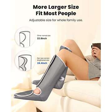 RENPHO Leg Compression Massager for Circulation and Relaxation, Rechargeable Air Compression Foot and Calf Massage, 2 Modes, for Leg Muscle Fatigue Relief, Gifts for Men Women