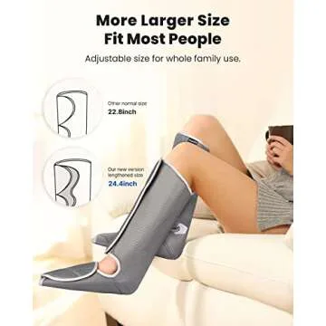 RENPHO Leg Compression Massager for Circulation and Relaxation, Rechargeable Air Compression Foot and Calf Massage, 2 Modes, for Leg Muscle Fatigue Relief, Gifts for Men Women