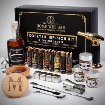 DIY Cocktail Infusion Kit with Whiskey Smoker, 24pc. Cocktail Making Kit, Mixology Set for Vodka, Gin, & Whiskey Lovers (Infusion Kit + Smoker)