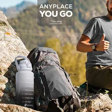 YOU GOT THIS LIVING Motivational Water Bottle with Time Marker,Half Gallon Water bottle with Straw 64 oz/2.2L Gym Water Bottle, Achieve All-Day Hydration SpillProof, BPA FREE