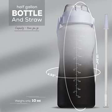 YOU GOT THIS LIVING Motivational Water Bottle with Time Marker,Half Gallon Water bottle with Straw 64 oz/2.2L Gym Water Bottle, Achieve All-Day Hydration SpillProof, BPA FREE