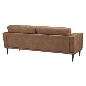 Signature Design by Ashley Arroyo Mid Century Modern Faux Leather Sofa, Caramel Brown